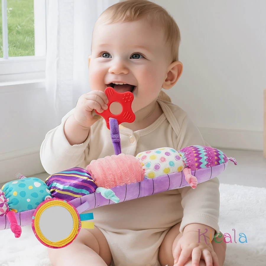 Baby Musical Caterpillar Plush Toy with Crinkles Rattles Sensory Learning Toy for 0+ Months Infants Newborn Boys Girls Gifts