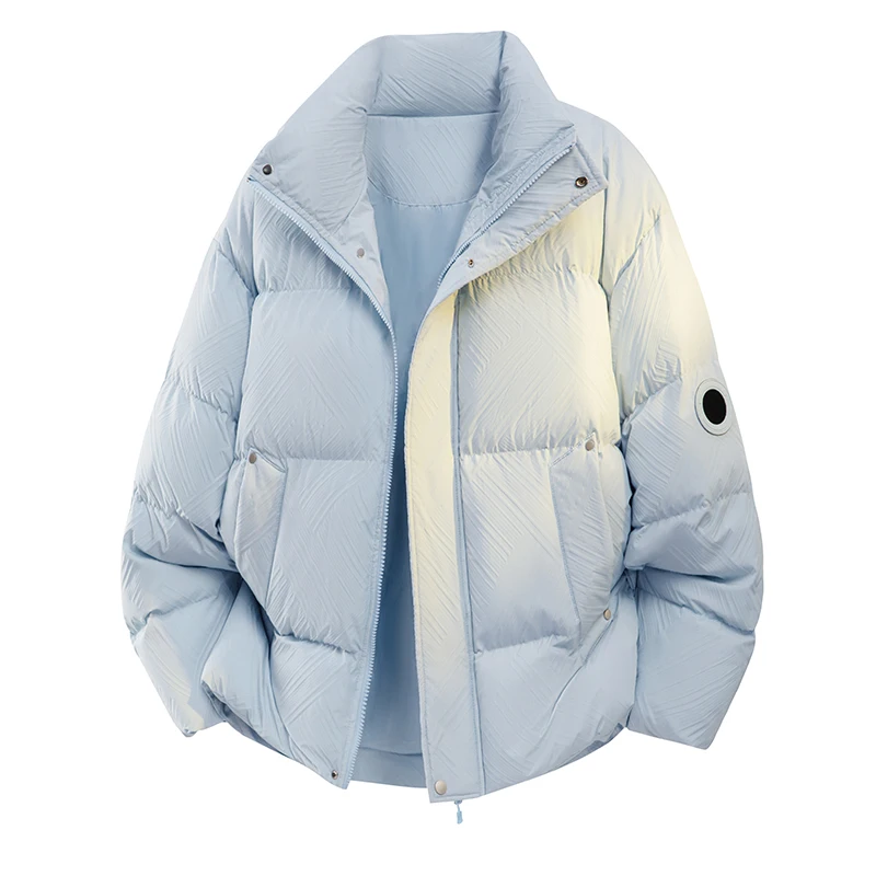 

2025 Winter Unisex Stand Collar Down Cotton Jacket Solid Color Casual Thickened Warm Cold Proof Outerwear