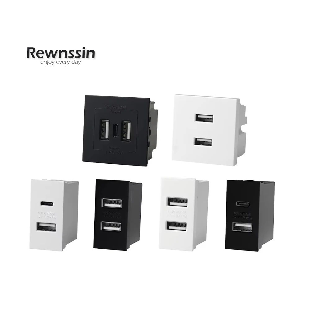 

Модуль разъема Type-C для зарядного устройства, DIY, белый/черный, USB-разъем, настенный модуль, AC 100-240V, DC 5V, макс. 2A