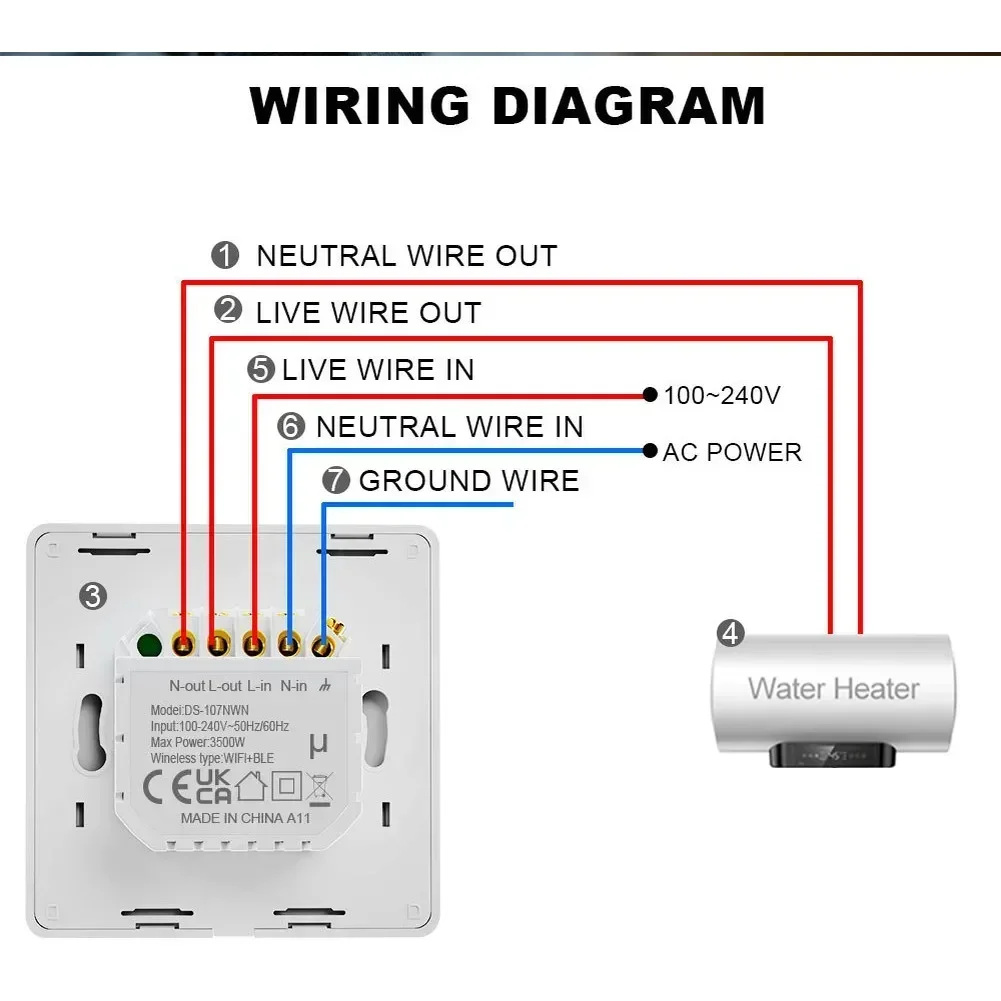 Water Heater Switch For Tuya WiFi Smart Boiler Switch 40A Smart Water Heater Touch Switch With Energy Monitoring For Alexa