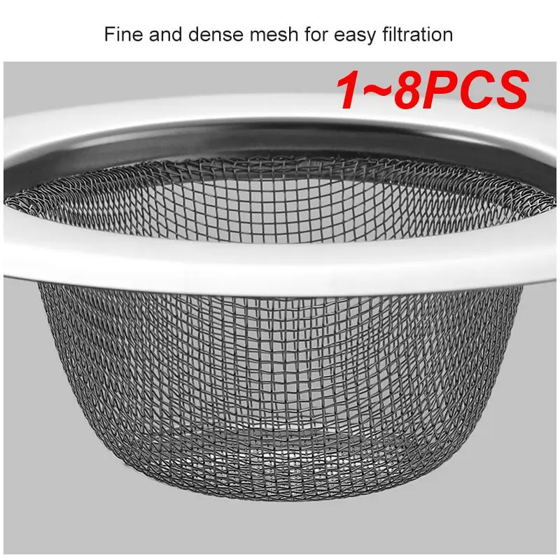 1~8PCS Hair Catcher Stopper Stainless Steel Bathtub Shower Drain Hole Filter Trap Metal Wire Sink Strainer Kitchen Bathroom