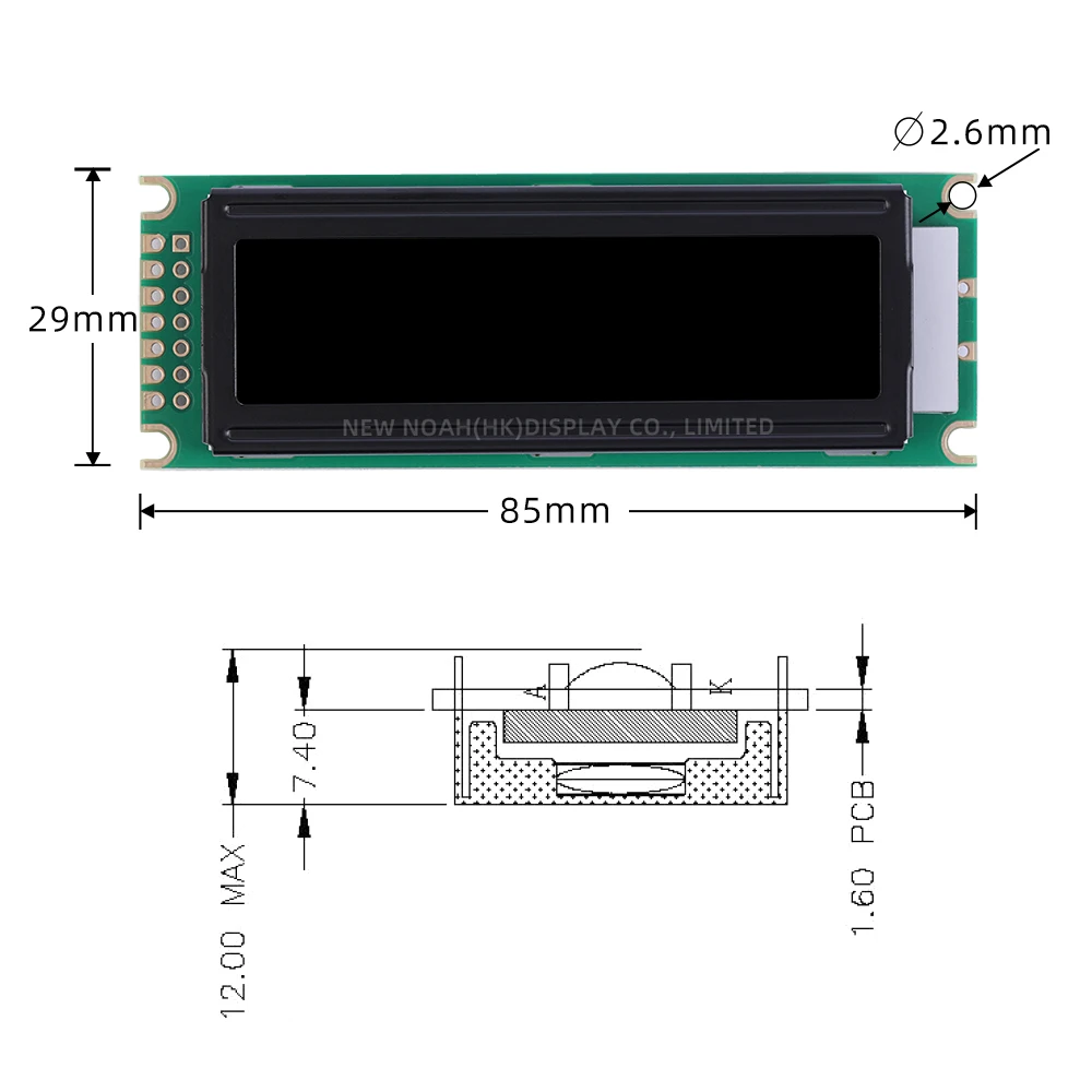 รัสเซีย DFSTN ฟิล์มสีดําสีแดง 0801A จอแสดงผลคริสตัลเหลว 01*08 LCD 14 PIN 3.3V หรือ 5V สามปี LCM โมดูลจอแสดงผล