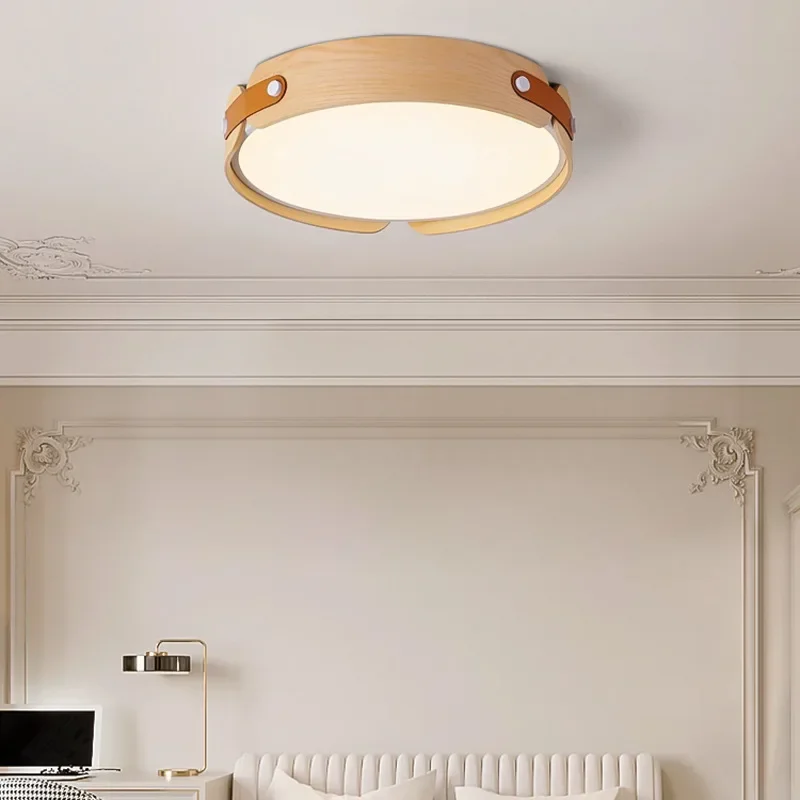 2026 Japanese Style Creative Walnut Ceiling Light Modern And Simple Circular Light Master Bedroom Restaurant Nordic Lighting Fix