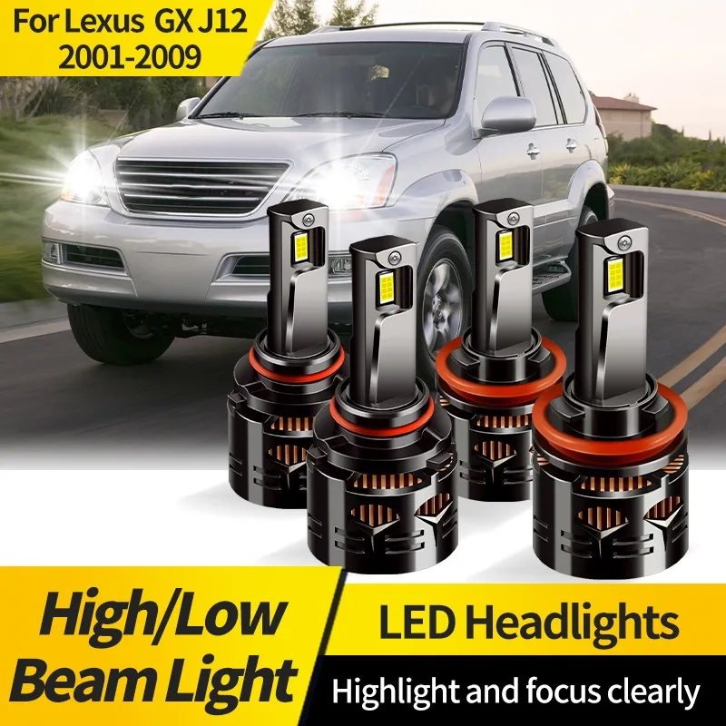 

2PCS 9005 HB3 LED Headlight Bulb Bright 6000K White H11 LED Hi/Lo Beam Lamp Light Halogen Replacement For Lexus GX J12 2001-2009