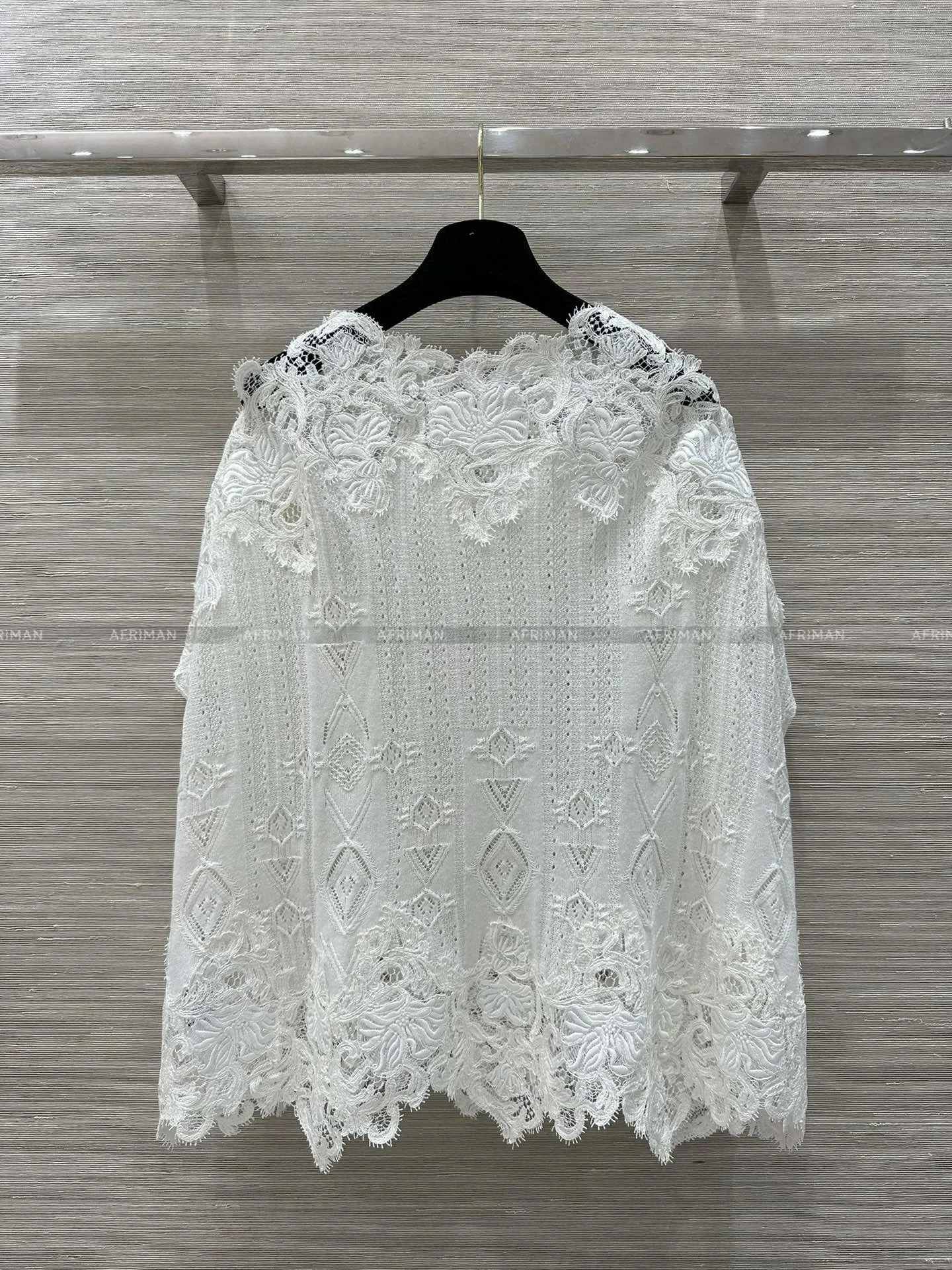 

Women Hollow Out Crochet White Cashmere Loose Cloak Sweater