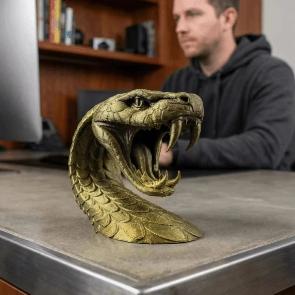 Funny 3D Printed Snakehead Ornament Multi functional Halloween Desktop Decor Creative Birthday Gift Accessory