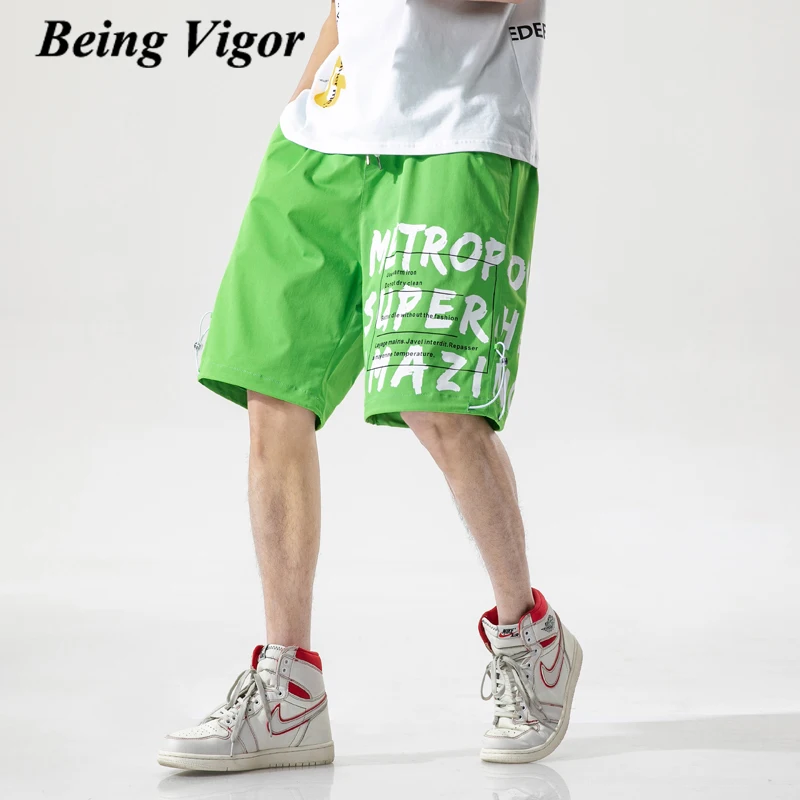 

Being Vigor Mid Length Street Print Men Shorts Multi Pockets Cargo Track Shorts For Mens Loose Hip Hop Shorts Half Pants