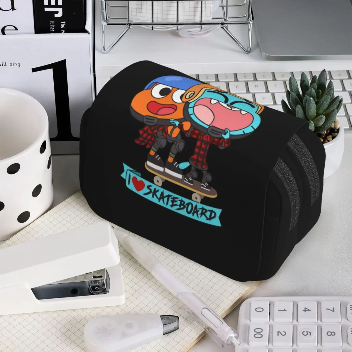 

Пенал Gumball Darwin Skate для мальчиков и девочек, школьный пенал, сумка для канцелярских принадлежностей, сумка-держатель для ручек