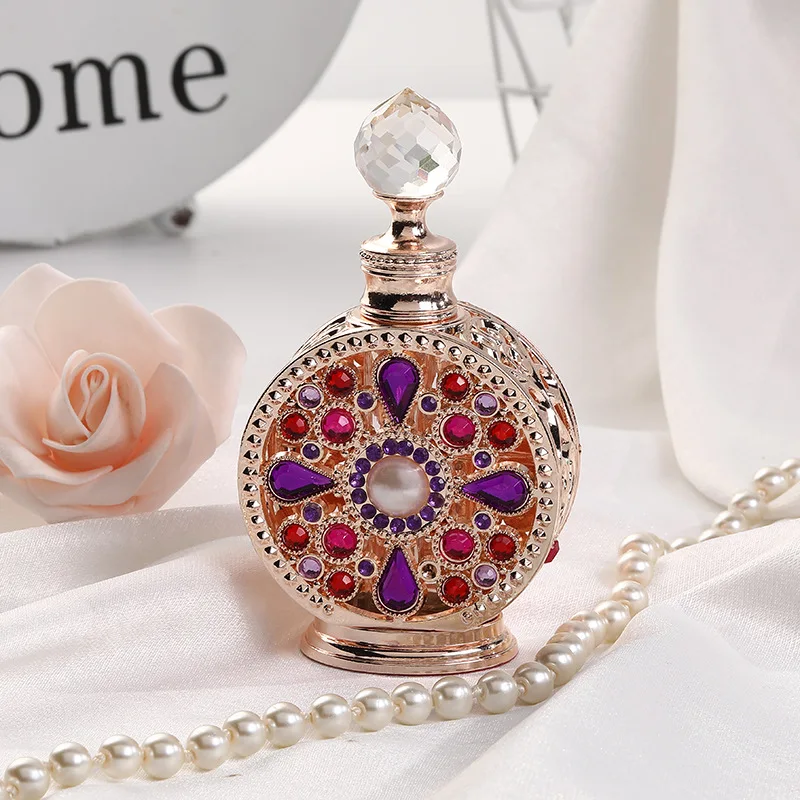 15ML Vintage Empty Perfume Terrarium Bottles Metal Enamel Handicraft Collection Xmas Girl Gift Small Glass Bottle Home Decor