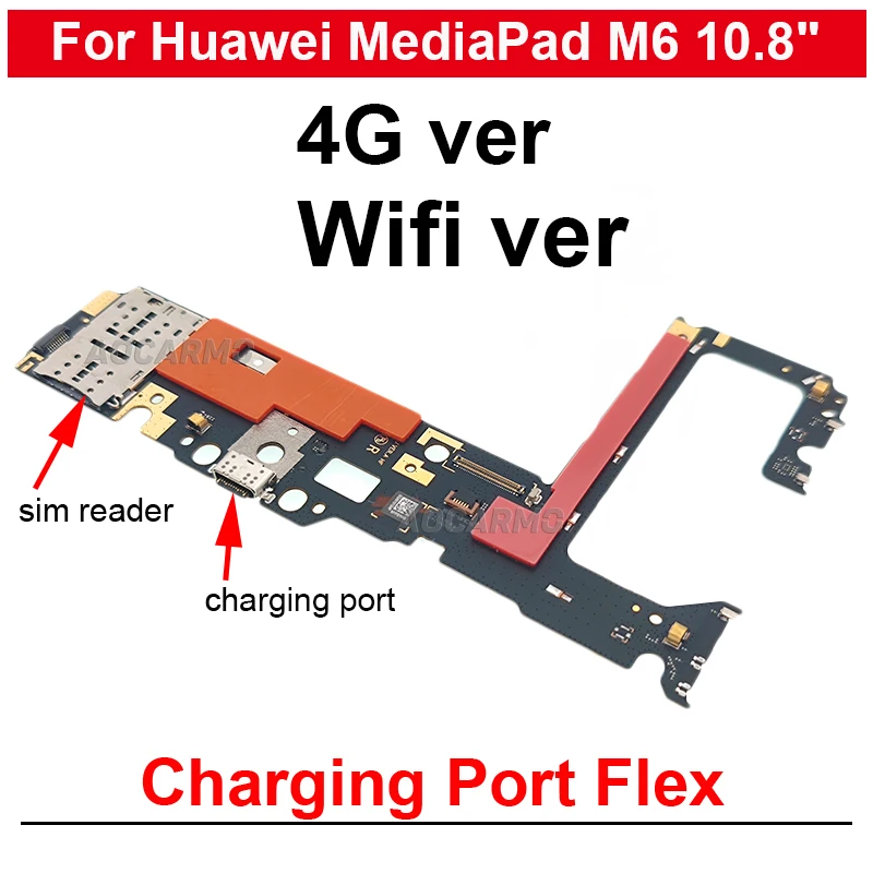 

4G LTE Wi-Fi версия зарядный порт док-станция гибкий кабель для Huawei MediaPad M6 10,8 дюймов запасные части SCM-W09 AL09