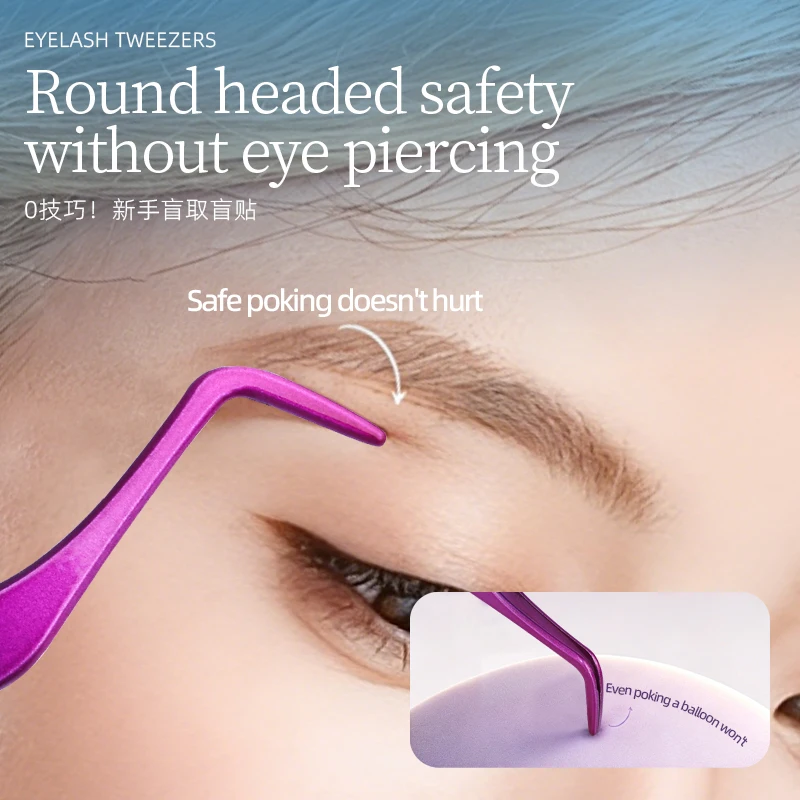 Artificial Eyelash Grafting Tweezers Set, Stainless Steel Eyelash Tweezers for Classic Individual and Volume Lash Extensions