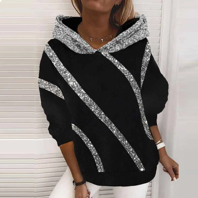 Hoodies for Women Fashion Casual Long Sleeve Hooded Sequins Women Hoodie Sudaderas Para Mujer Moletom Feminino 2026 Q6667