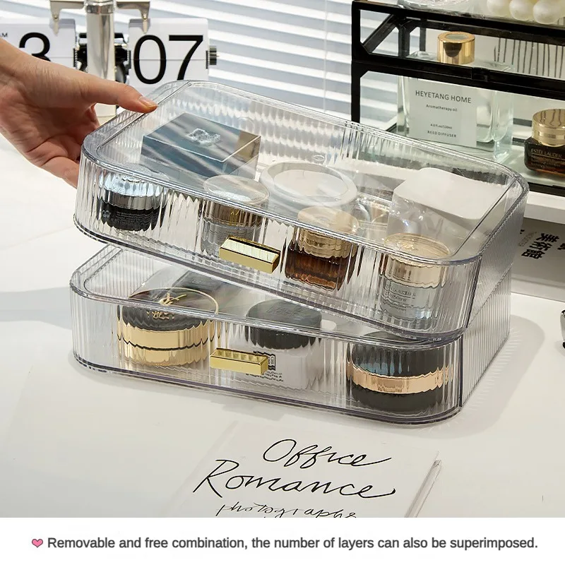 Luxury Drawer Storage Organizer Holder Cosmetics Desktop Compartment Table Storage Rack Skin Care Brush Case Lipstick Makeup Bag