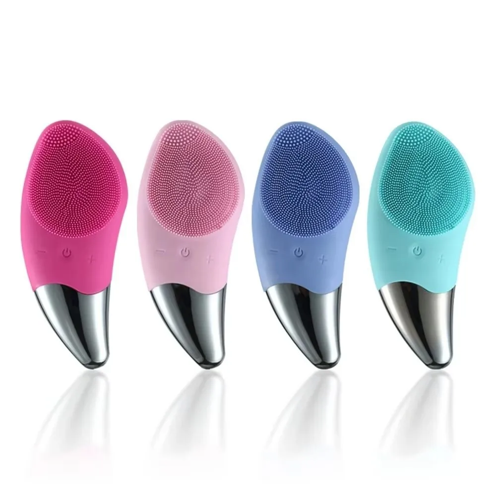 Silicone USB Electric Face Brush​​ Rechargeable​​ ​​Multiple Speeds​​ ​​Sonic Facial Cleanser​​ ​​Waterproof​​ ​​Soft Bristles​​