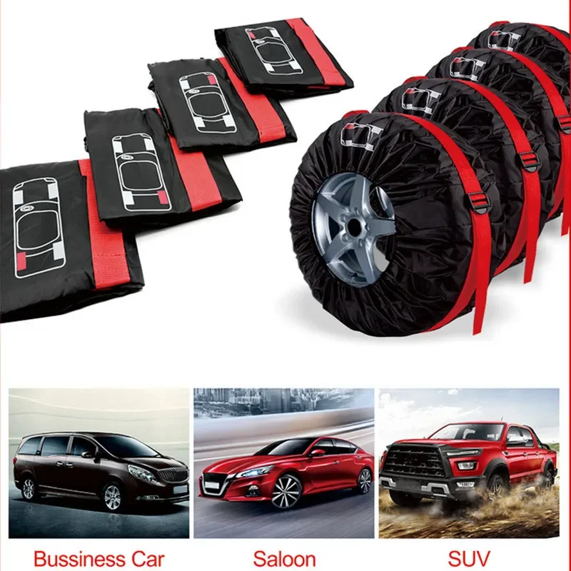 4Pcs Universal Auto 13-20 Inch  Car Spare Tire Cover Case Polyester Tires Storage Bag Carrier Tyre Wheel Protector Waterproof