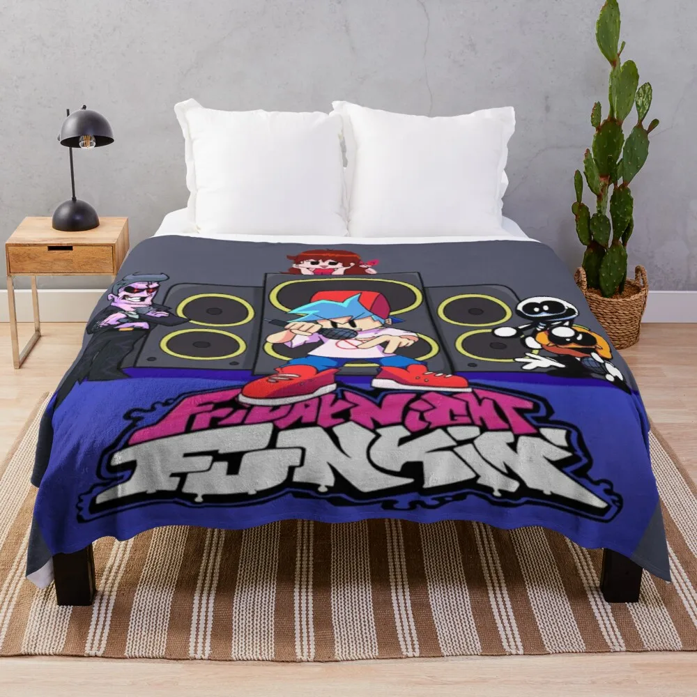 

friday night funkin- music, videogame, colorfun fanart design - Friday Night Funkin Birthday Throw Blanket