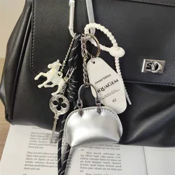 Original Ins style bag pendant, laser pony key pendant, handmade woven rope backpack decoration pendant, men's and women's bag p
