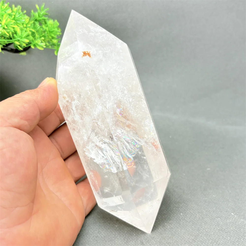 Natural White Crystal Double Pointed Hexagonal Feng Shui Wand Healing Stone Exquisite Home Decor And Craft