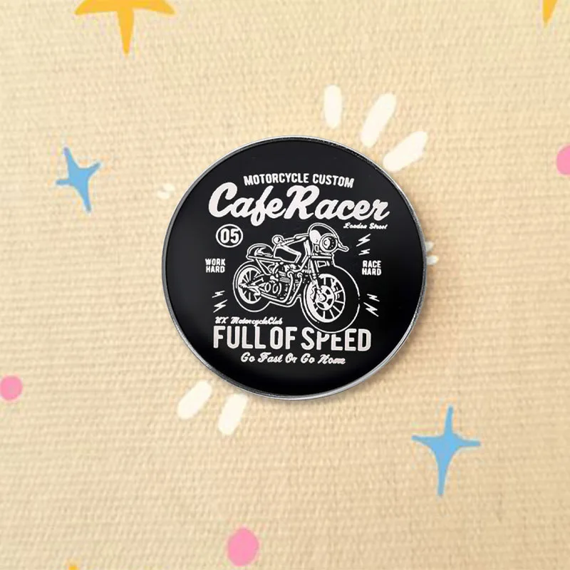 Cafe Racer Enamel Pin Motorcycle Custom Brooch Full Of Speed Vintage Motorbike Lapel Badge Jewelry Cool Gift For Men