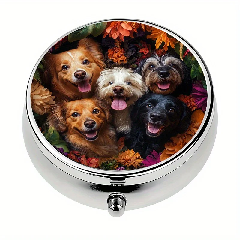 Single pack, 3-compartment dog-patterned wallet pill box, mini portable pill storage box, travel pill box, creative travel gift