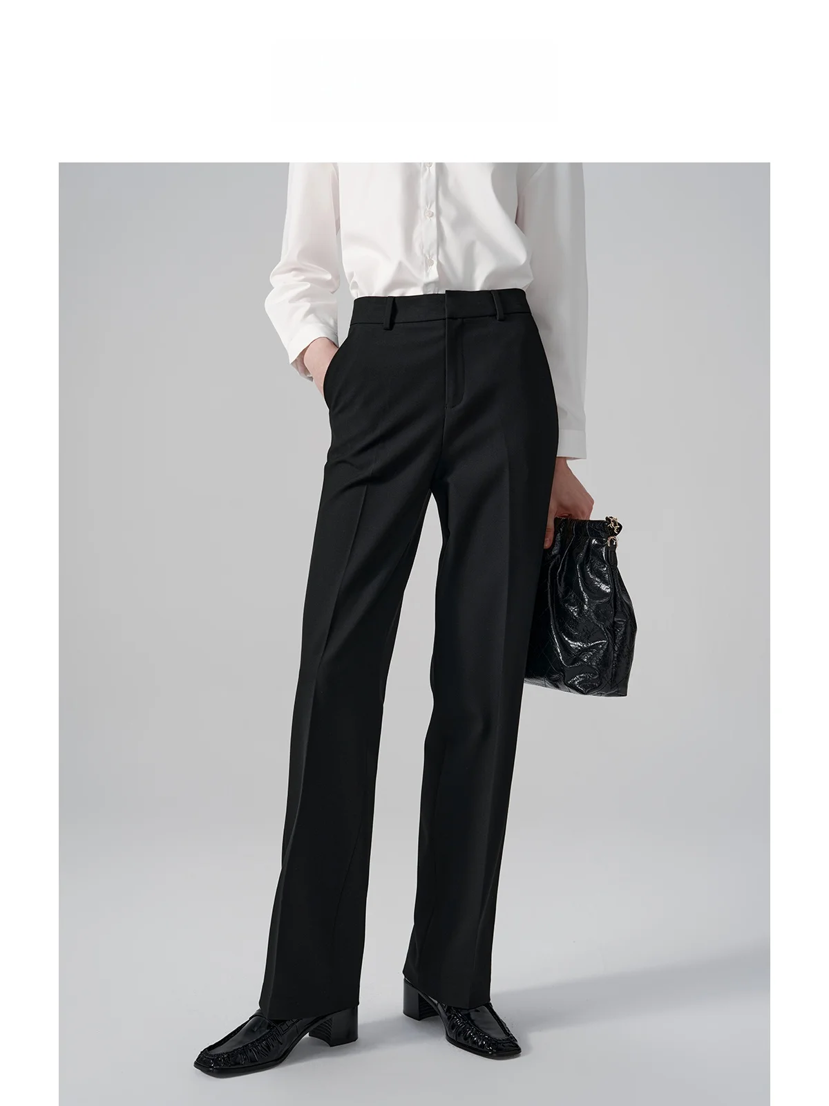 

Thick High Waist Straight Leg Women's Casual Pants Loose Slimming Drapey Cargo Trousers Commuter Style Wide Leg Trousers