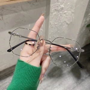 Classic Blue Light Block Women Glasses Fashion Metal Spring Folding Glasses prescription optics Glasses 6 Main Sales Grade Glass - №4