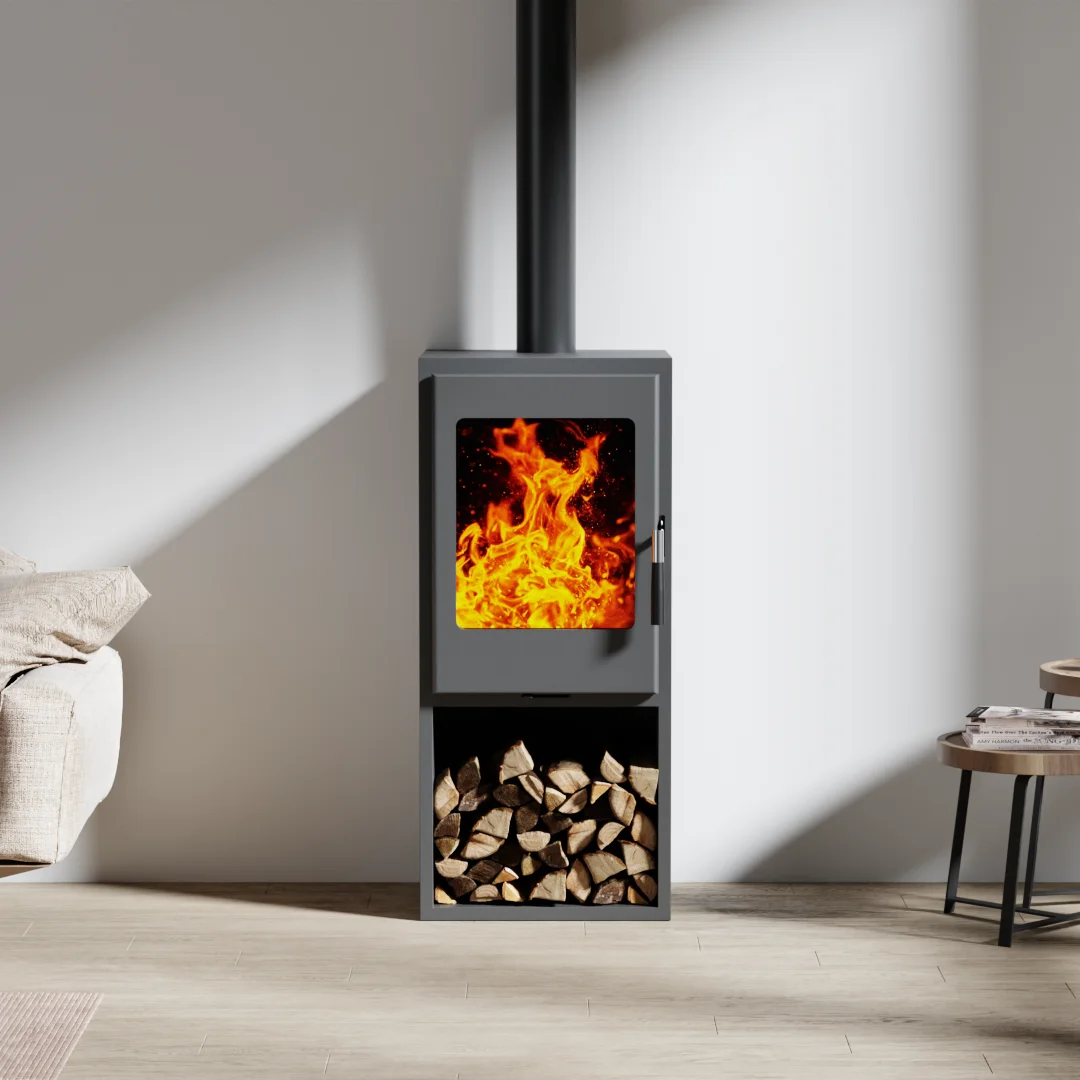 

Modern Classic Decorative Wood Electric Fireplace Free Standing With Remote Control Steel Insert For Indoor Use