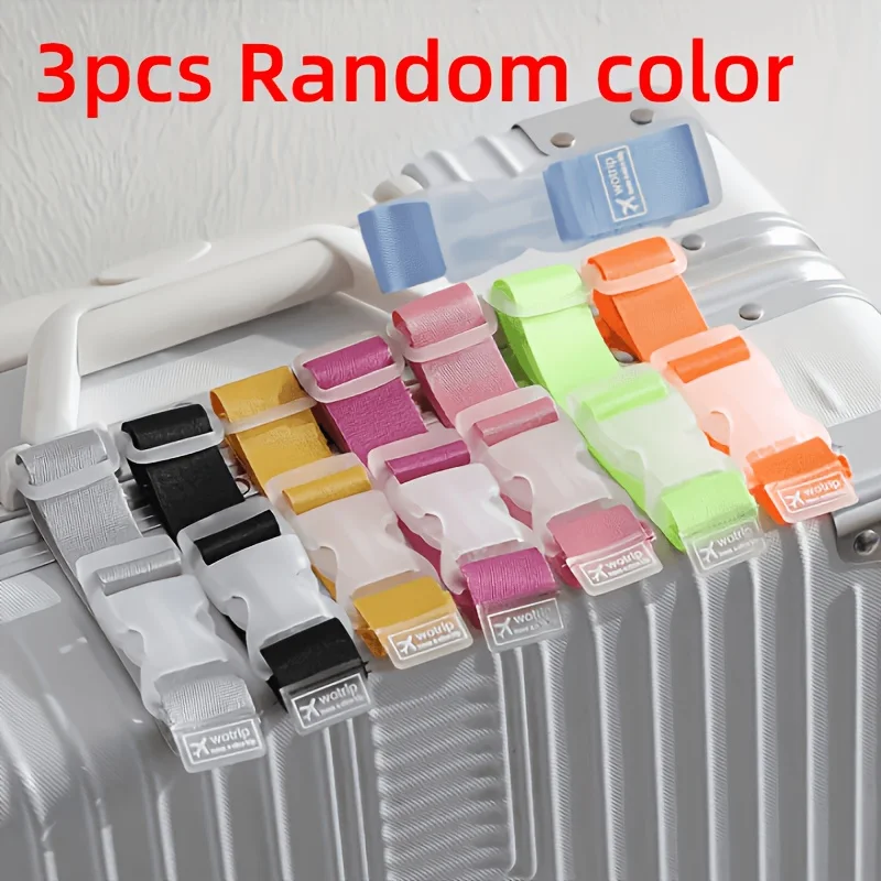 `3/8Pcs Adjustable Luggage Strap Random Color Quick‑Release Buckle High‑Strength Nylon Travel Belt Secure Fastener for Suitcase