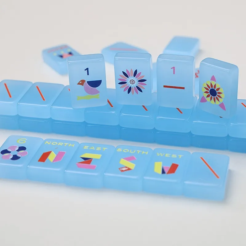 American mahjong sky blue solid color mini hand rub mahjong tiles acrylic engraving material 160 pieces 32mm