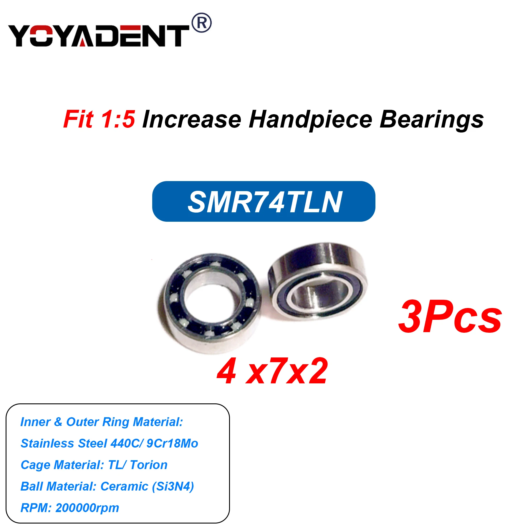 3Pcs Dental ceramic Bearings 1:5 Increase Handpiece Bearings Dental Handpiece Rotor Accessories