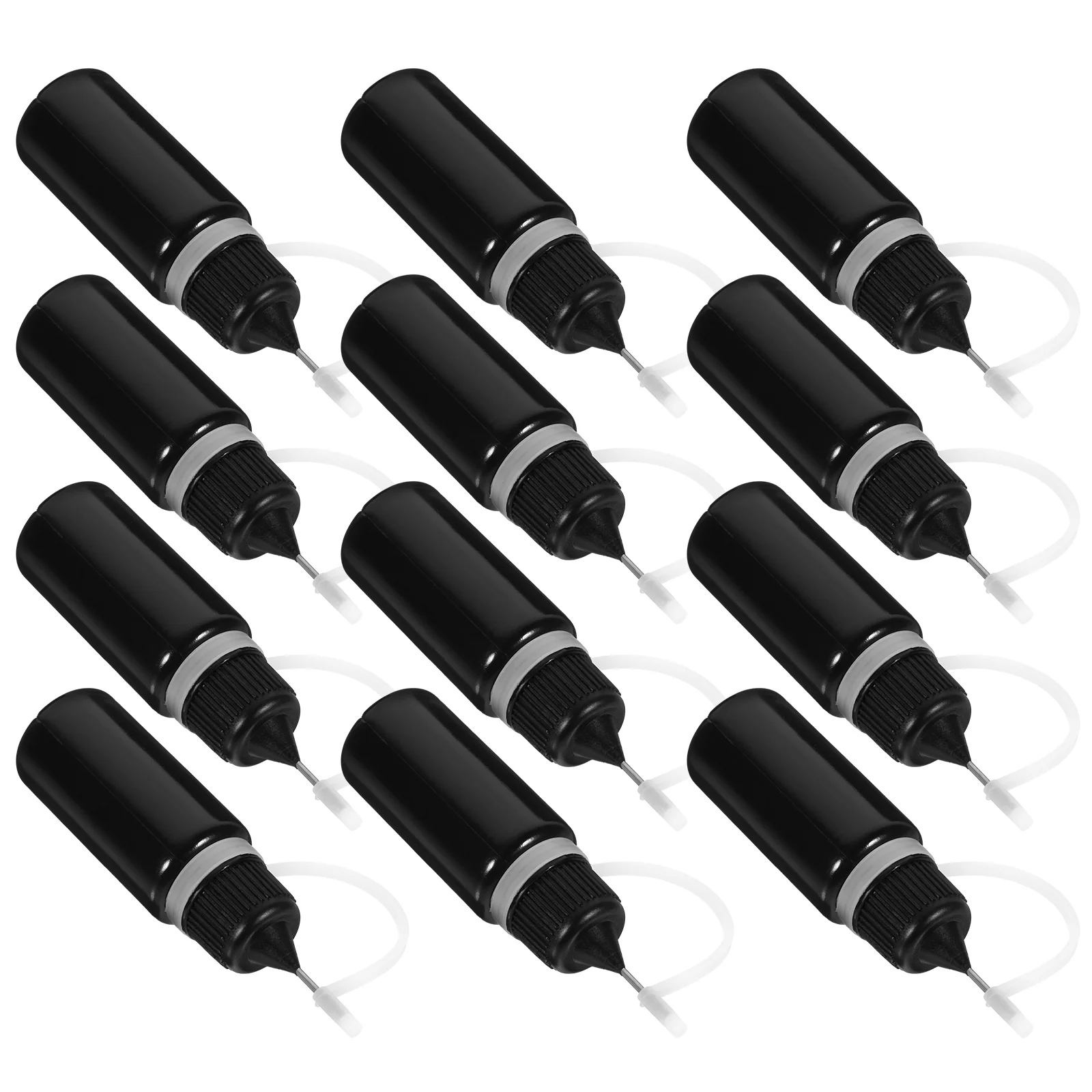 

20pcs Tip Bottles 10ml Black Small Glue Bottles Glue Water Oil Squeeze Refillable Applicator Paint Liquid