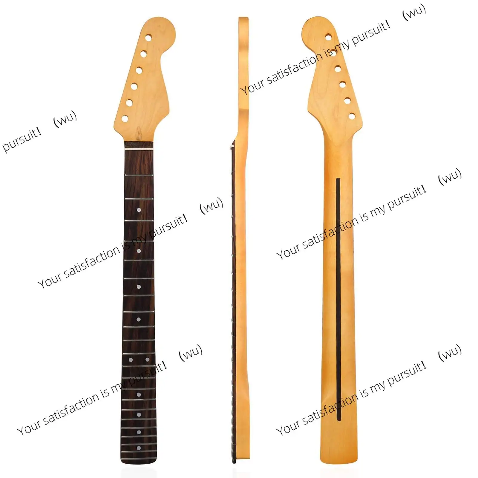 Matte Yellow 22 Fret Guitar Neck, Canadian Maple Fretboard With Center Back Seam DIY Electric Guitar Replacement Modification