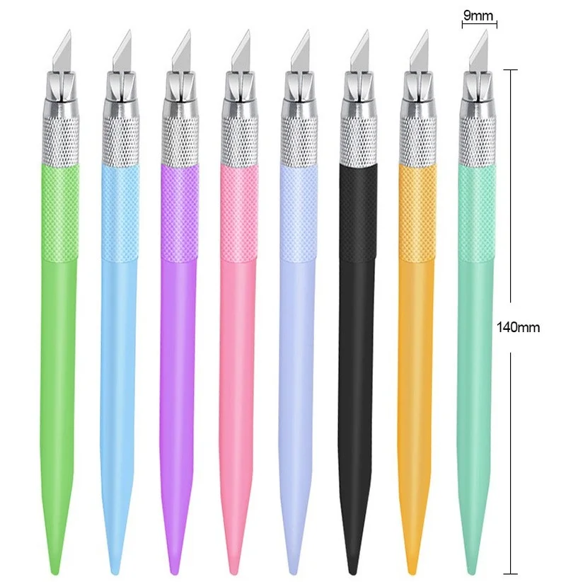 Metal Carving Utility Knife 12 Blades DIY Student Non Slip Craft Paper Cutter Pen Stationery School Art Cutting Supplies Tools