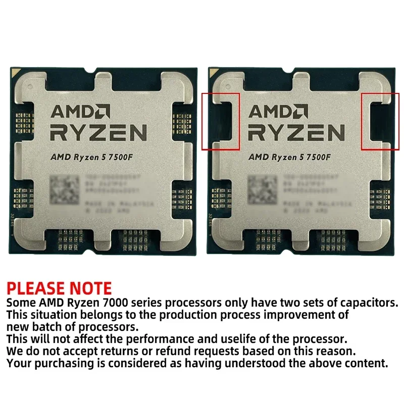 AMD 라이젠 5 7500F 3.7GHz 6코어 12스레드 L3=32M 프로세서 65W R5 7500F 소켓 AM5 5NM DDR5 새로운 게이밍 CPU (PC 게이머용) 썸네일 5