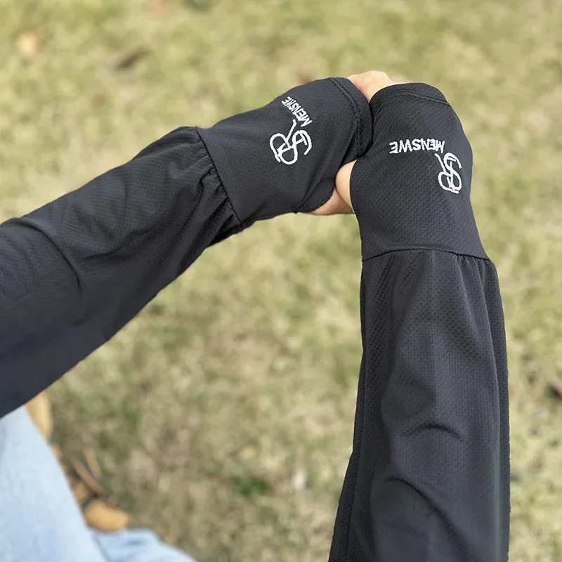 女性男性用サマー日焼け止めアイスシルクアームスリーブ薄型通気性ドライビンググローブ女性用日焼け止めロングアンチUVアームカバー