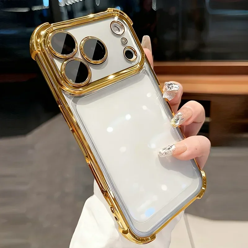 Luxuriöse, stoßfeste, transparente Handyhülle mit Beschichtung für iPhone 17 16 15 14 Plus 13 12 11 18 Pro Max, weicher Stoßfänger mit Objektivschutz – Detail 4