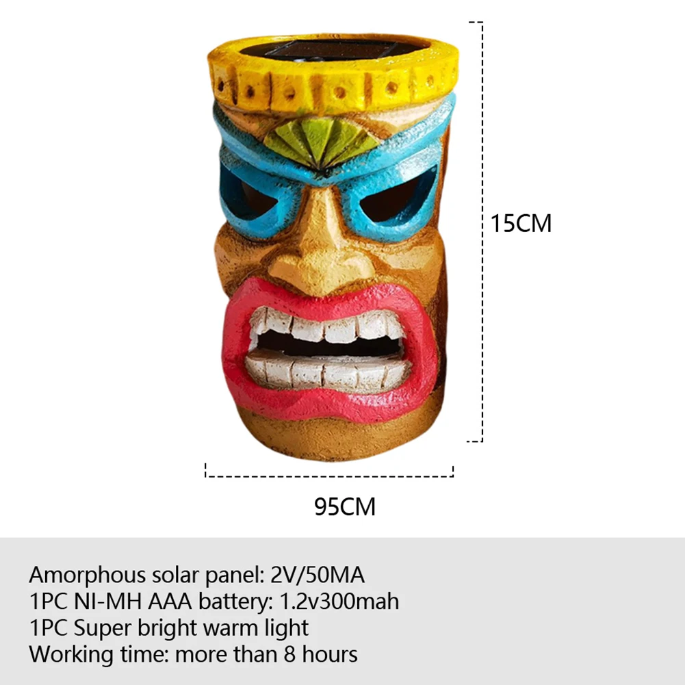 Подставка Tiki с мерцающими глазами, аналогичная фотолампе, украшение для сада, Гавайский тики, украшение для внутреннего двора, бассейна, летнего декора