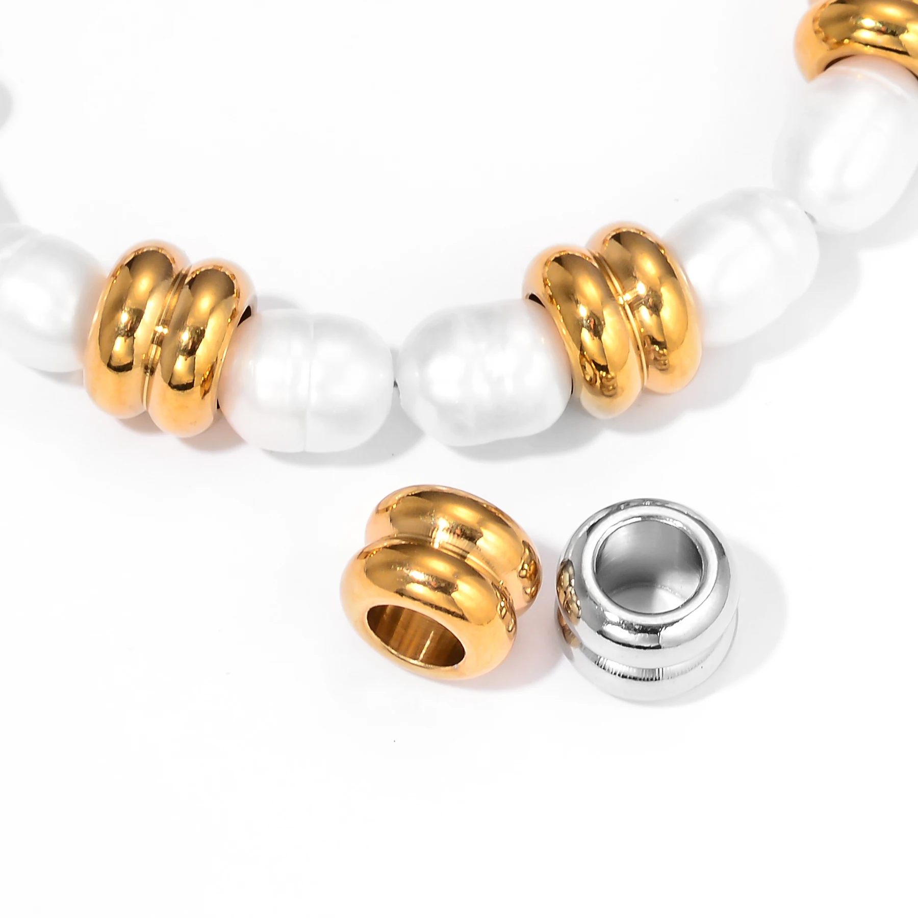 Großhandel 20 Stück 2,5/3/4/5/6mm Edelstahl Großloch Lose Perlen Abstandhalter-Perlen für DIY Schmuckherstellung – Detail 6