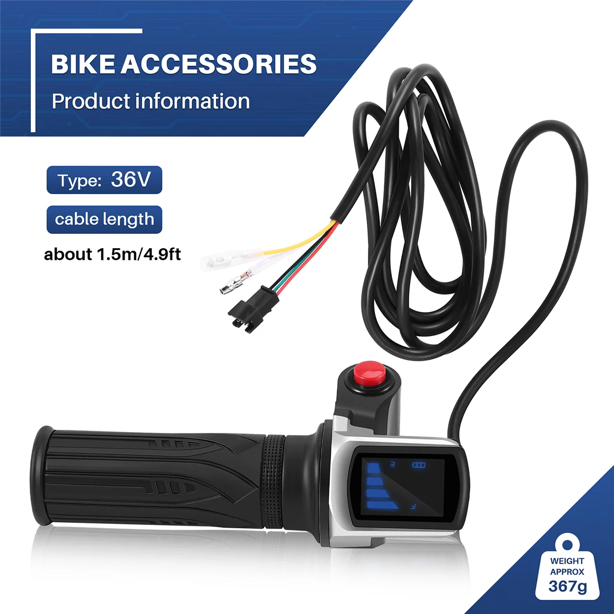 A26P 36 فولت دراجة كهربائية سكوتر سرعة خنق قبضة شاشة الكريستال السائل مع التبديل EBike تويست دواسة بنزين قبضة مقود دراجة