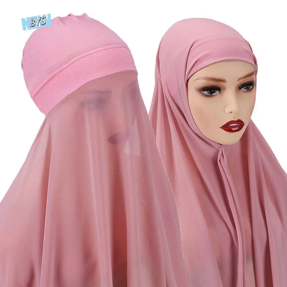 Soft Non-Slip Hijab Chiffon Veil Headscarf Women Beanies Skullies Muslim Scarf