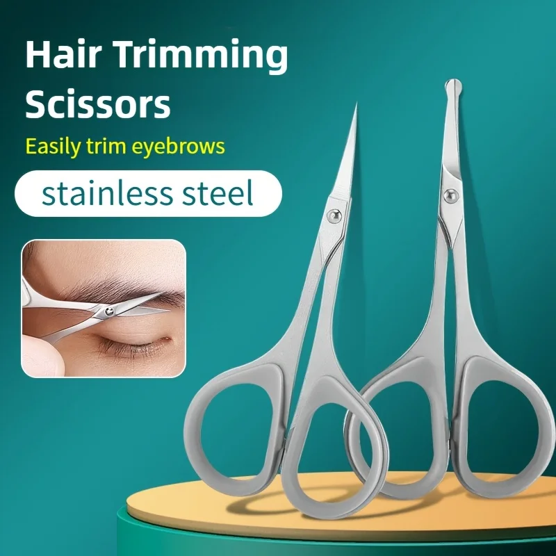 Professional Stainless Steel Scissors with Soft Non-Slip Grip Sharp Blades for Eyebrow Trimming, Beard Grooming, Hair Cutting