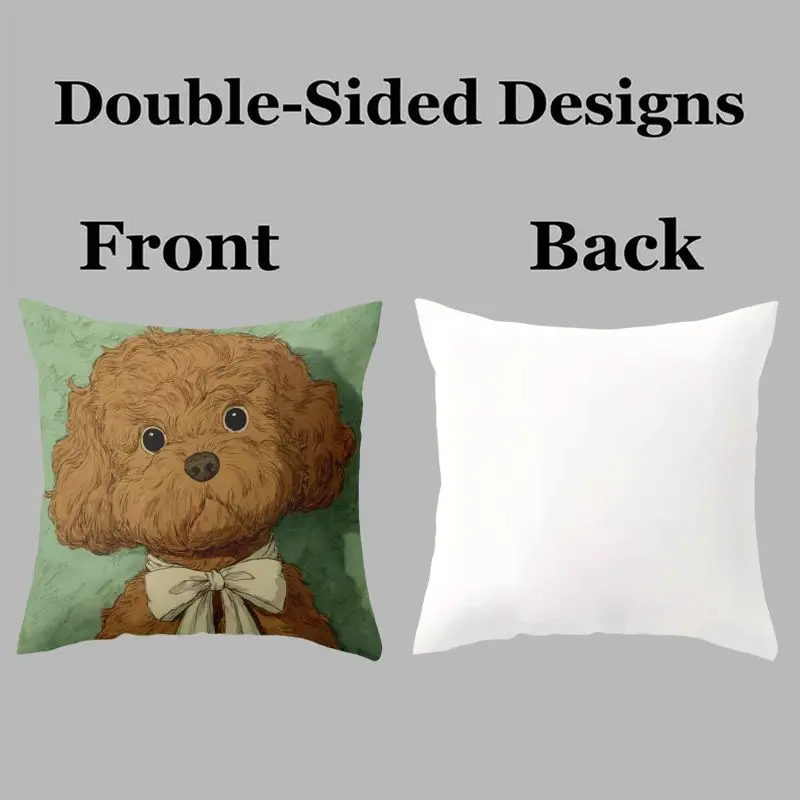 Artistic Dog Portrait Pillowcase Set For Pet Lovers Cute Puppy Nursery Decor Bedding Home Throw Pillow Cover
