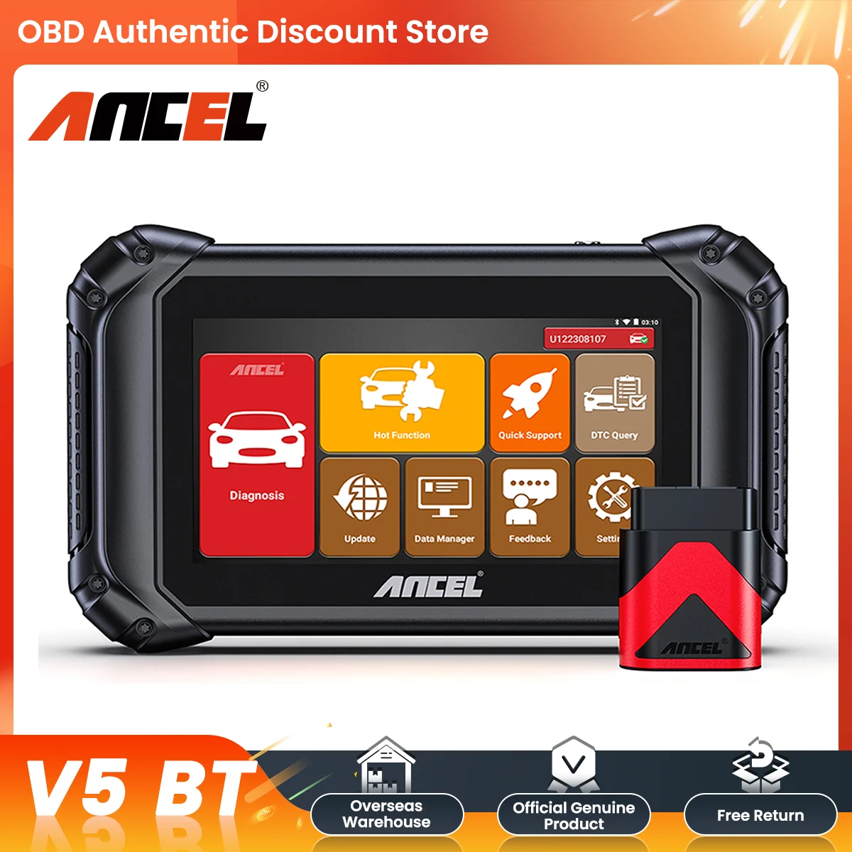 ANCEL V5 BT Car OBD2 Automotive Scanner Full System Oil D-PF Regen EPB TPMS Reset Injector Coding Diagnostic Tool For Passenger