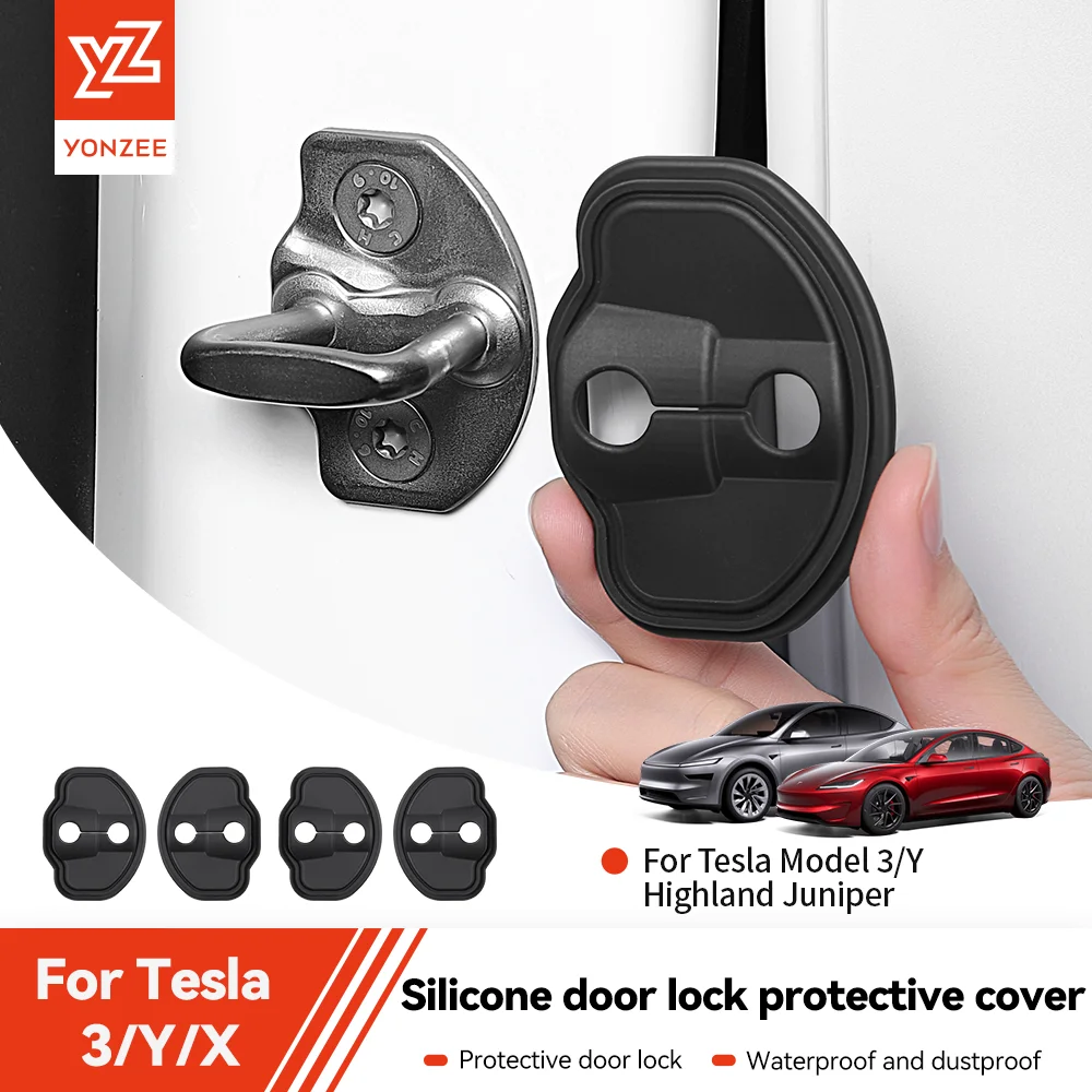 YZ For Tesla Model 3 Y YL Highland Juniper 2026 Easy to Assemble 4pcs Silicone Car Door Lock Covers Protective Case Accessories