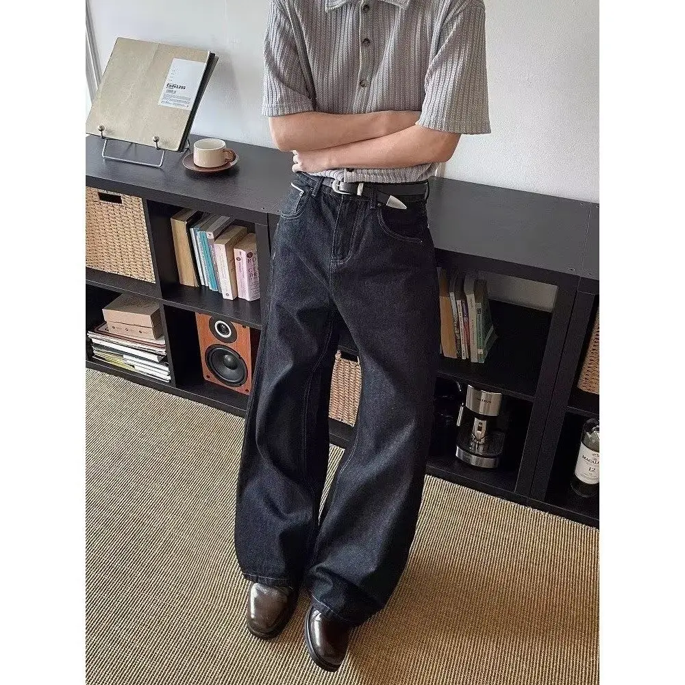 

Мужские джинсы с высокой талией, свободного кроя, в ретро-стиле, с зауженными и широкими штанинами, длиной в пол, осенне-зимние, больших размеров (до 250 фунтов)