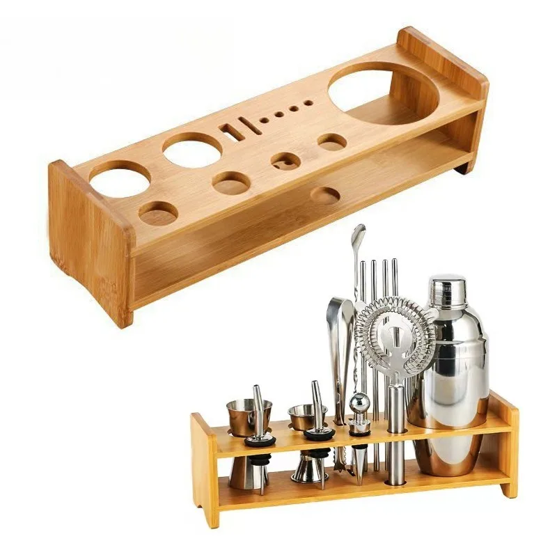 Bartending Tools Storage Rack Wine Ware Set Wooden Rack Bar Bartending Tools Organizing Rack