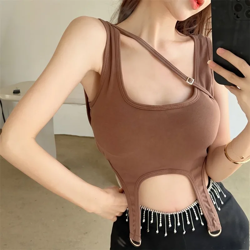 

Pure Desire for Irregular Design Sense U Collar Spice Girl Short Back Halter Female Spring Summer Wear Chic Small Vest Ventilate