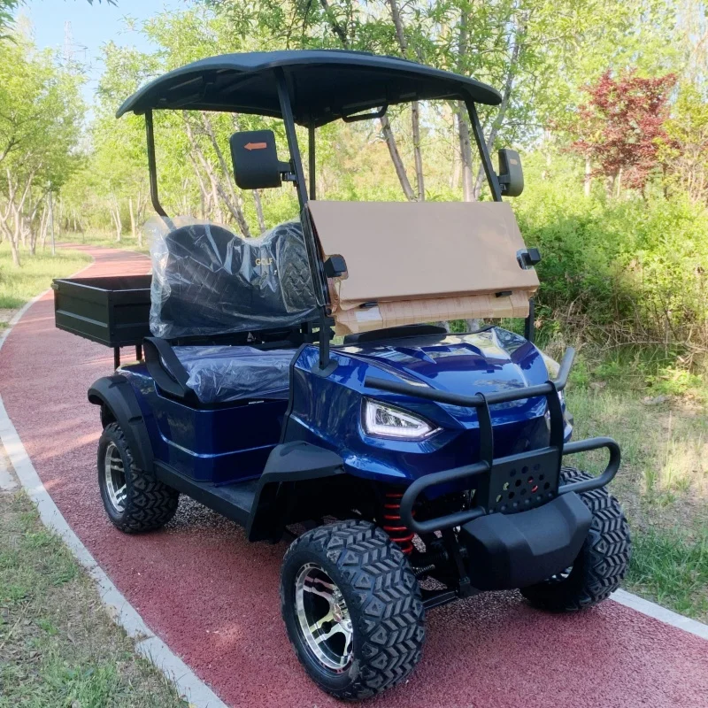 New Designed High Popularity Electric Golf Cart Lead Acid/Lithium Battery Golf Cart With Rear Cargo Box Bumper 12 Inch Tires