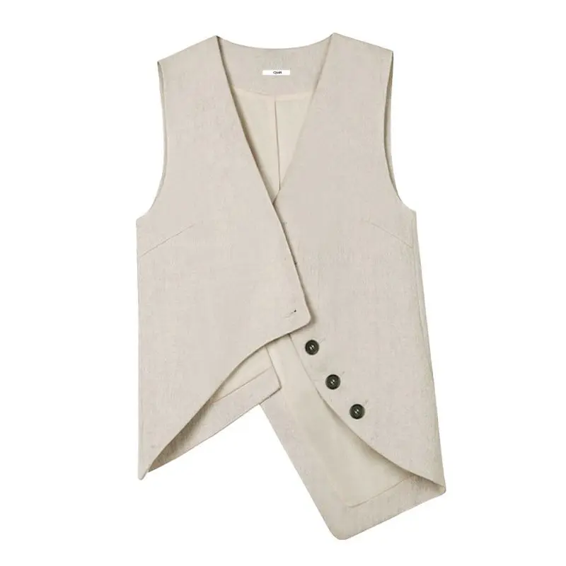 Versatile personality irregular suit  women 2026 new sleeveless  outside  foreign fashionable vest