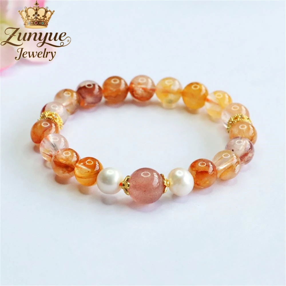

Natural Flower Crystal Strawberry Crystal Pearl Bracelet Luxury Quality Jewelry Fashion Jewelry Exquisite Elegant Charms Popular
